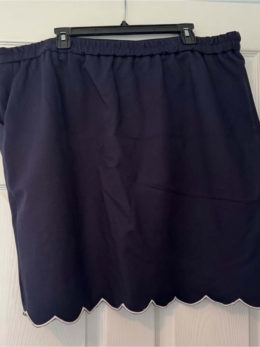 Skies Are Blue Navy Scalloped Hem Skirt